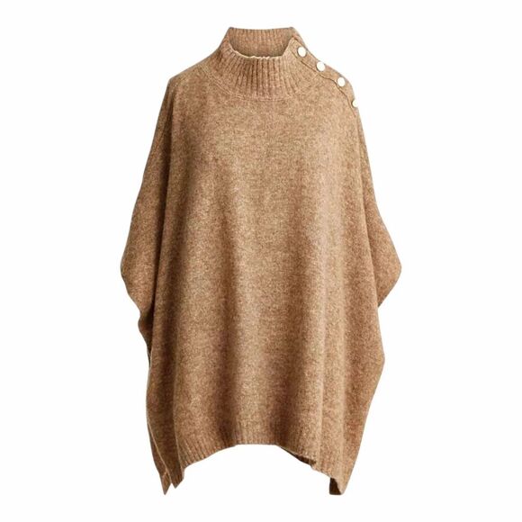 J. Crew Sweaters - J. Crew Womens New Oversized Button Side Poncho Wool Blend- Brown Camel- New $89